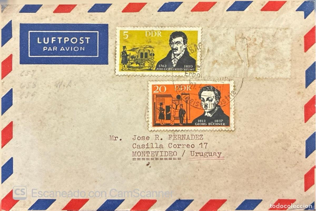 Sellos: MI) 1963 GERMANY, AIRMAIL COVER SENT TO MONTEVIDEO, URUGUAY; STAMPS FROM THE &rdquo;FAMOUS GERMAN ARTISTS&rdquo;