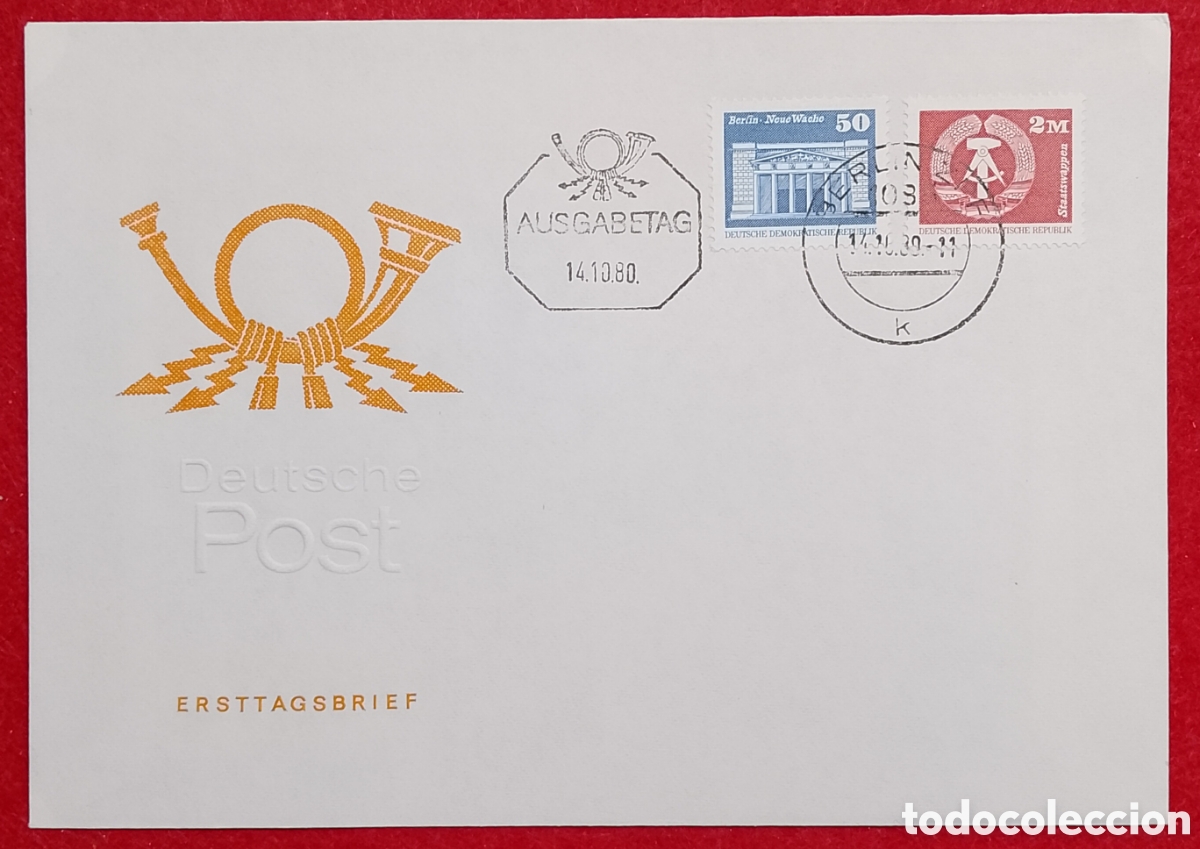 Sellos: Sobre Primer D&iacute;a FDC Alemania Oriental DDR 1980 - Berl&iacute;n