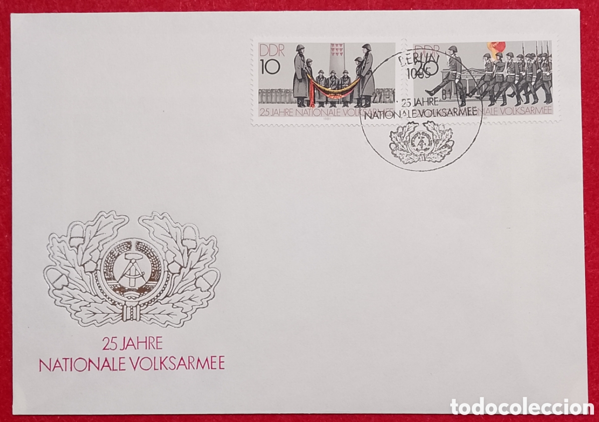 Sellos: Sobre Primer D&iacute;a FDC Alemania Oriental DDR 1981 - 25 Aniversario Ej&eacute;rcito NVA