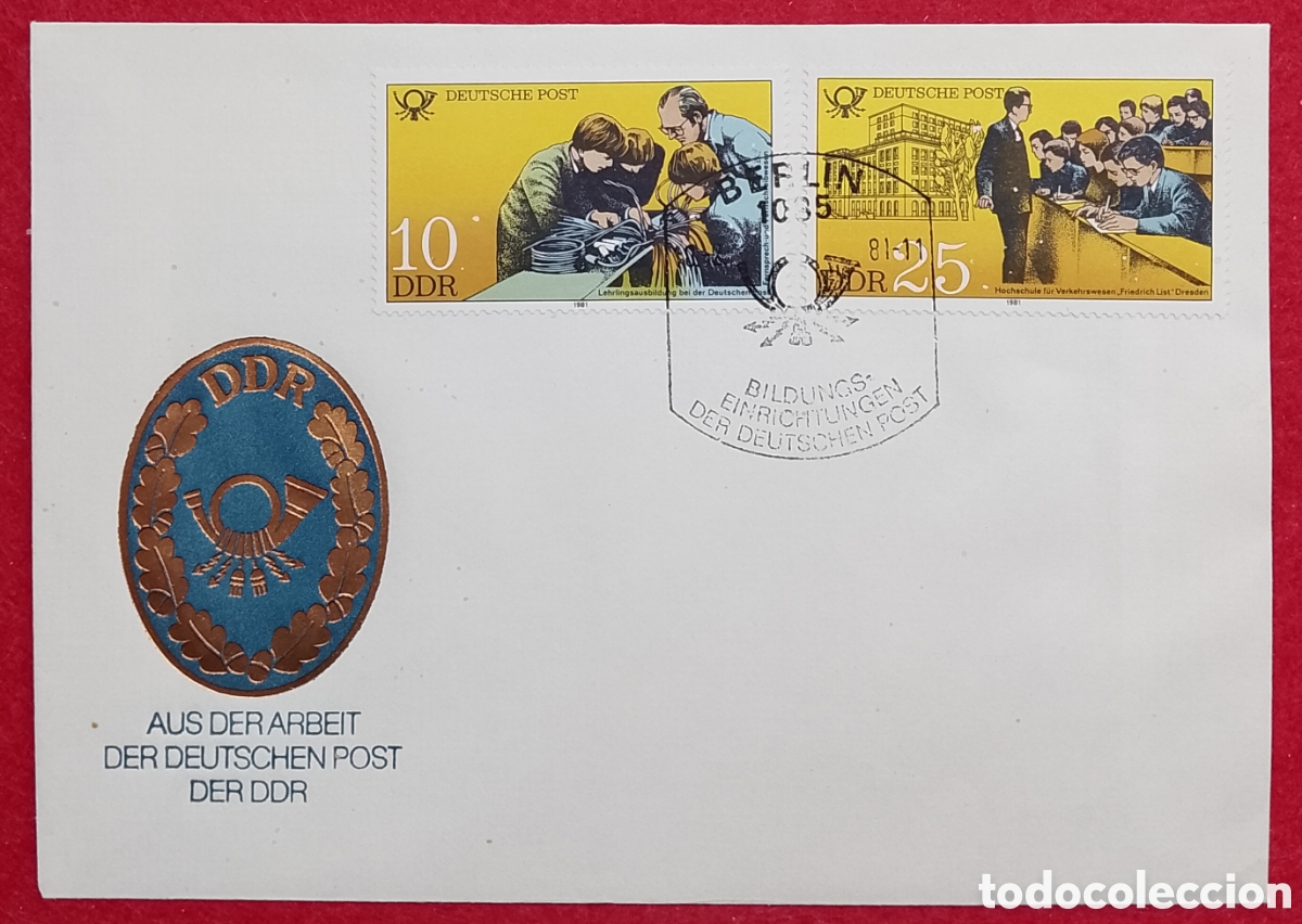 Sellos: Sobre Primer D&iacute;a (FDC) RDA / DDR 1981 - Centros de Formaci&oacute;n de Correos