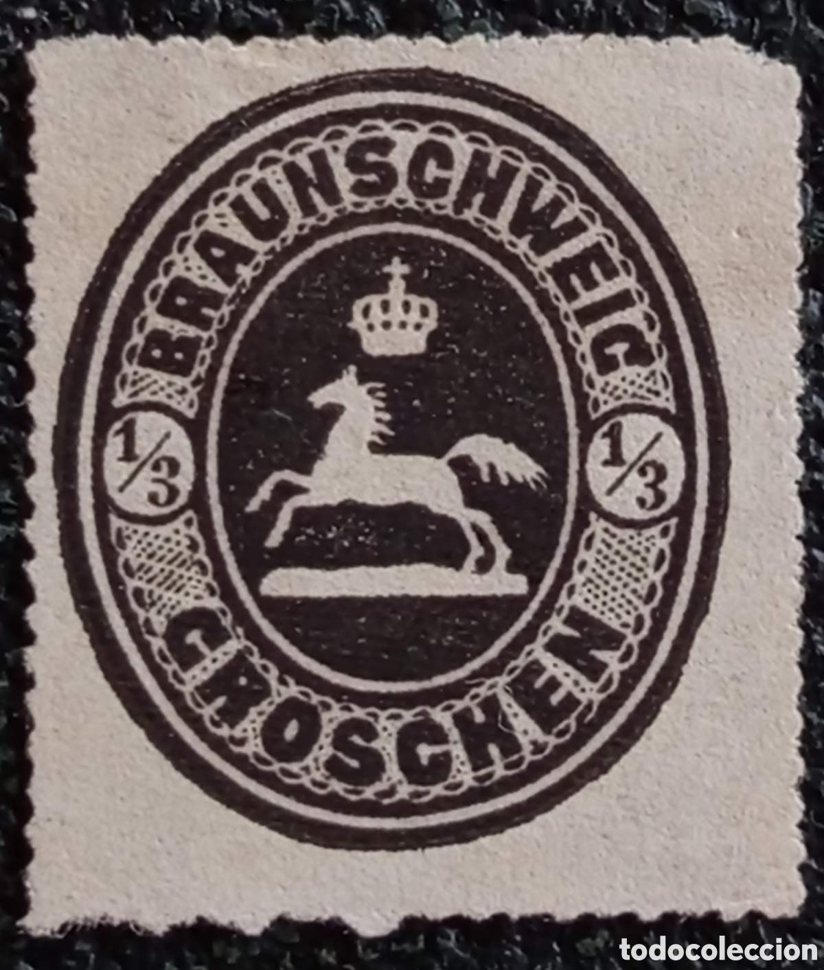 Sellos: Sello Brunswick Caballo Saxon 1/3 Groschen Negro 1865 Michel #13