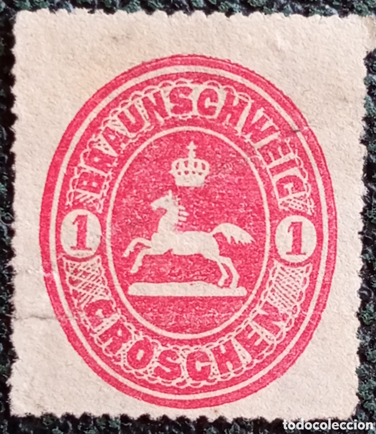 Sellos: Sello Brunswick Caballo Saxon 1 Groschen Rosa 1865 Michel #14 MH