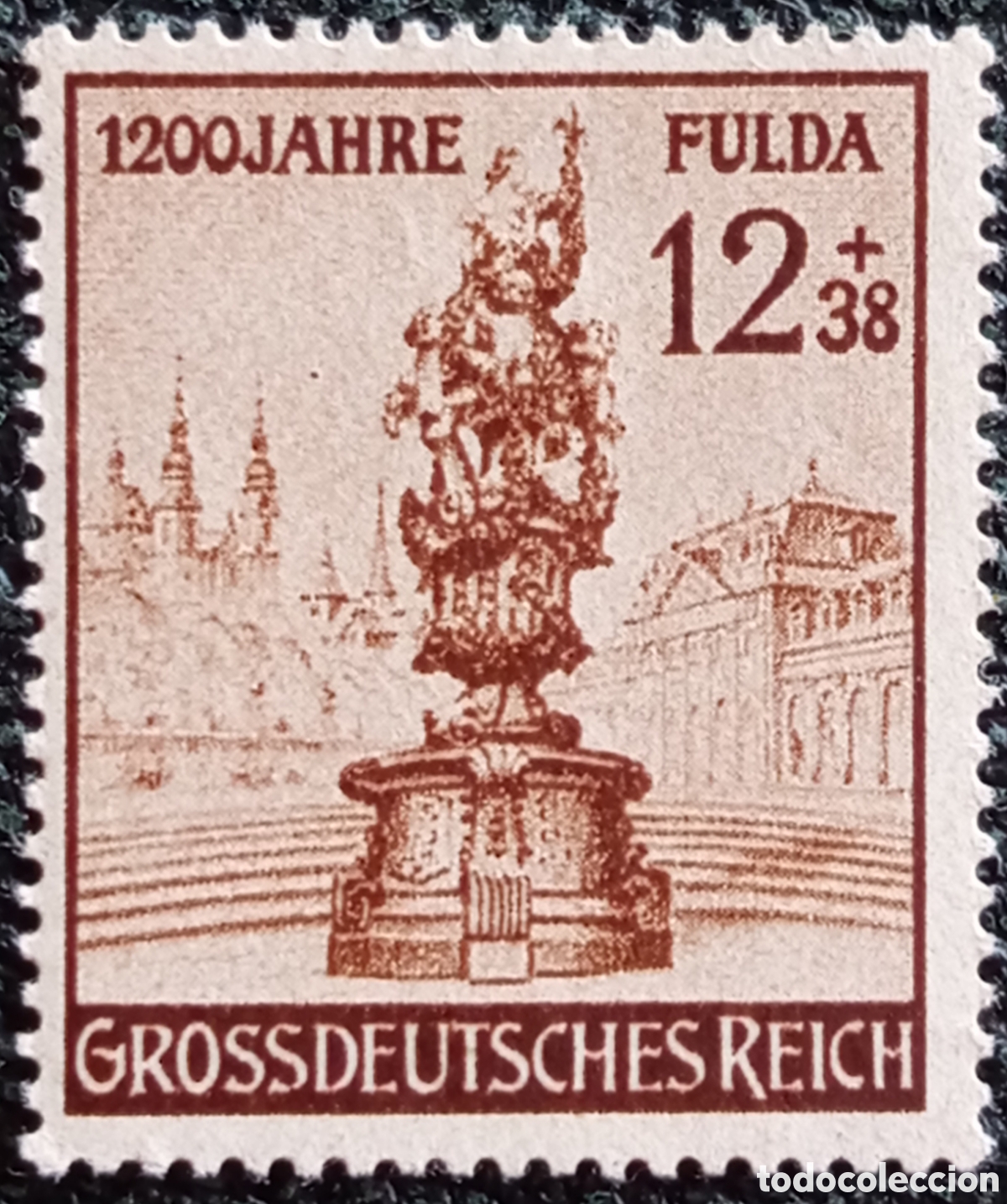 Sellos: Sello Alemania Tercer Reich 1200 Anos Fulda 12+38 Pfennig 1944 Michel#887 mh