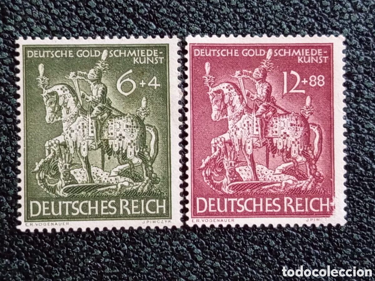 Sellos: Pareja Alemania Tercer Reich Orfebreria San Jorge 6+4 Y 12+88 Pf 1943 MH