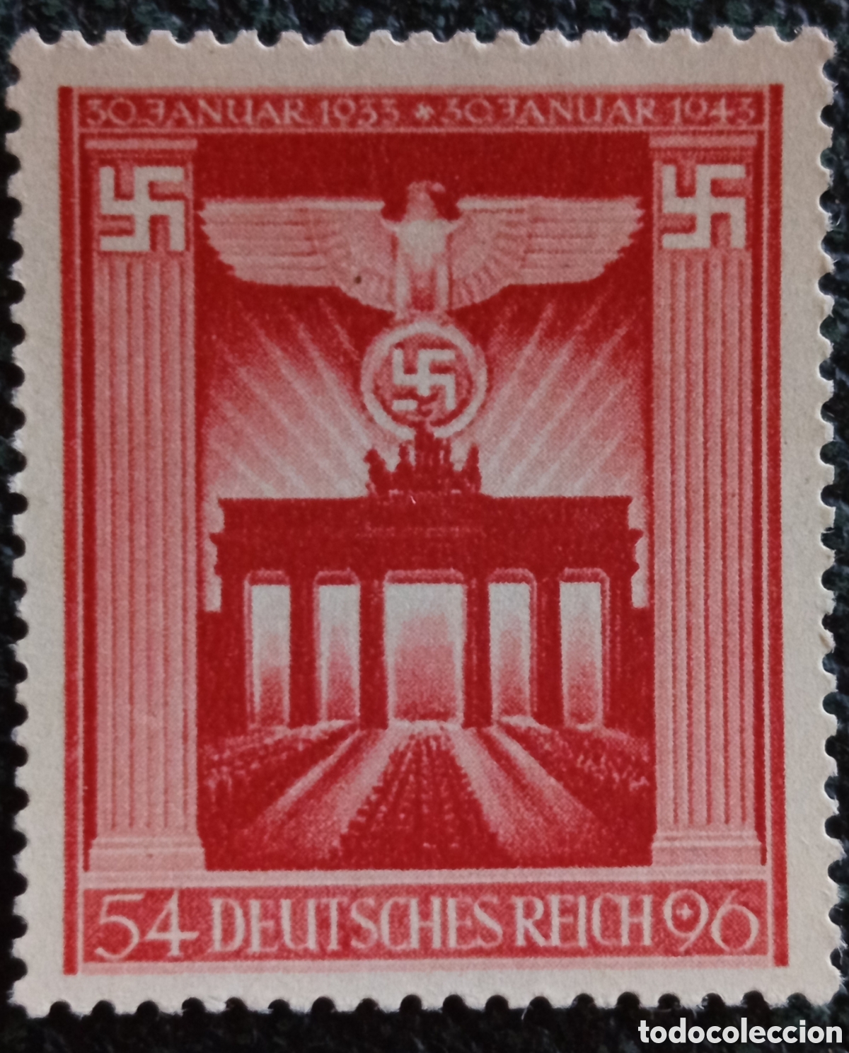 Sellos: Sello Alemania Tercer Reich 10 Anos Poder 54+96 Pf Rojo 1943 Unused / MH