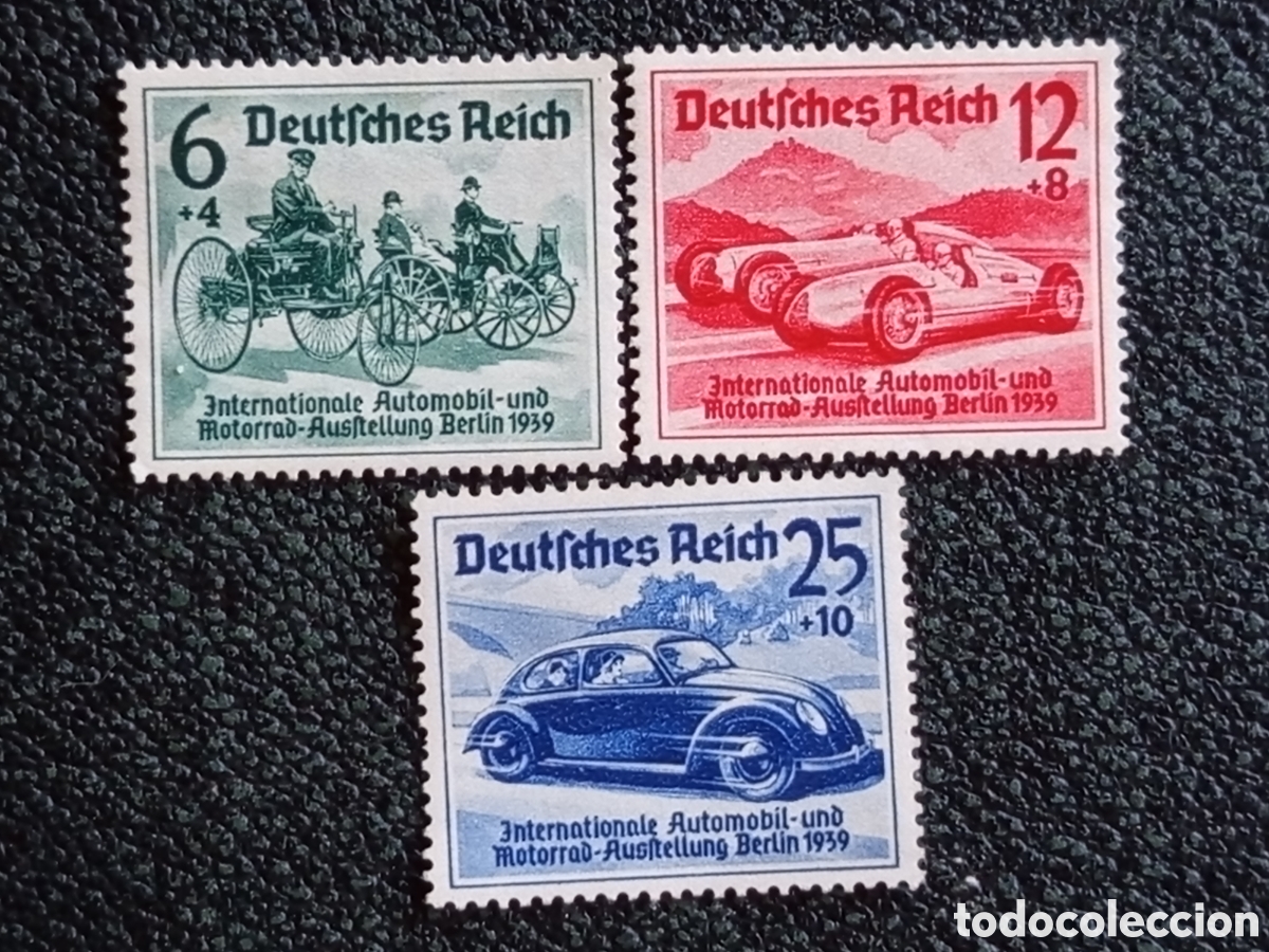 Sellos: Serie Alemania Exposicion Automovil Berlin Volkswagen 1939 Michel #686-688 MH