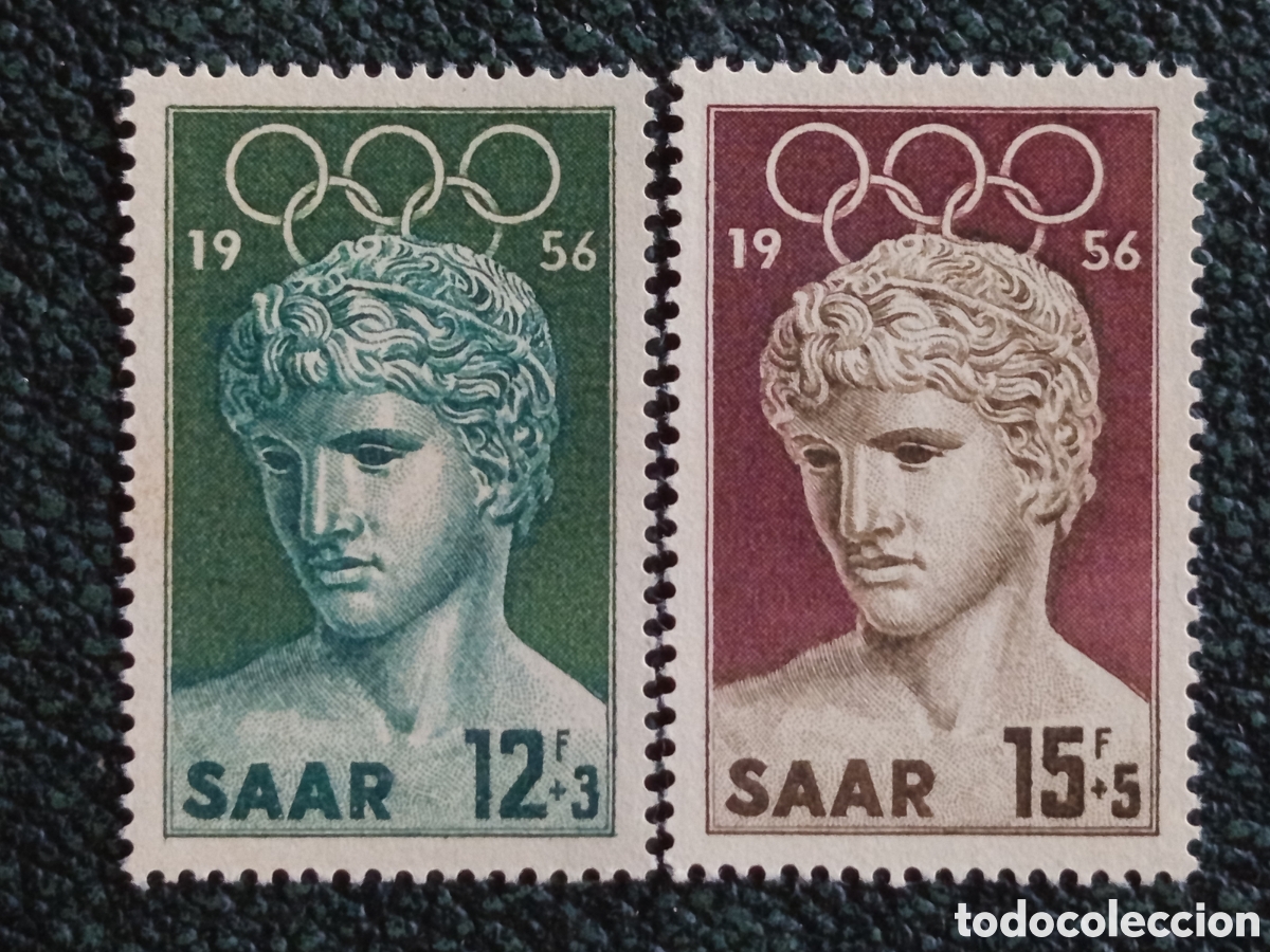 Sellos: Serie Saarland Saar Juegos Olimpicos Melbourne 12+3F Y 15+5F 1956 MNH**