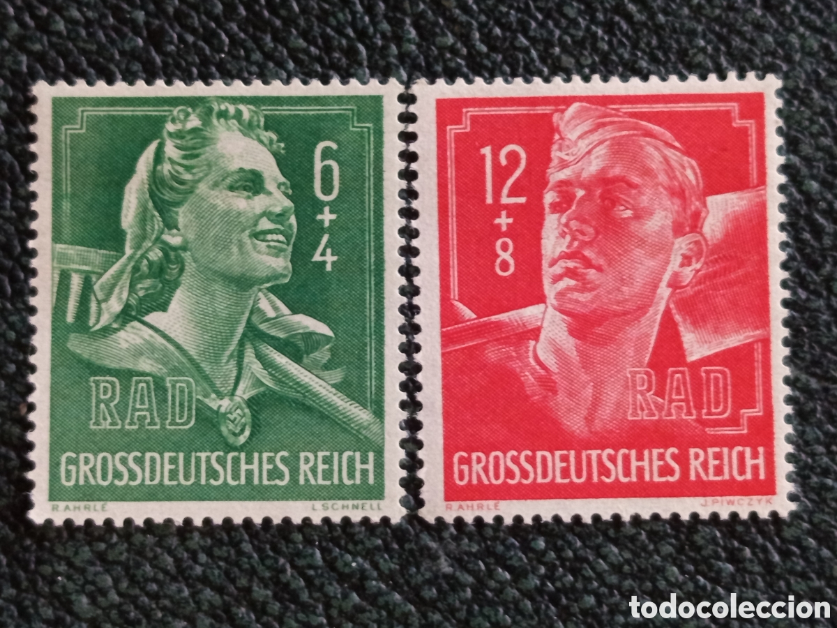 Sellos: Pareja Alemania Servicio Trabajo RAD 6+4 Y 12+8 Pf 1944 Unused / MNH