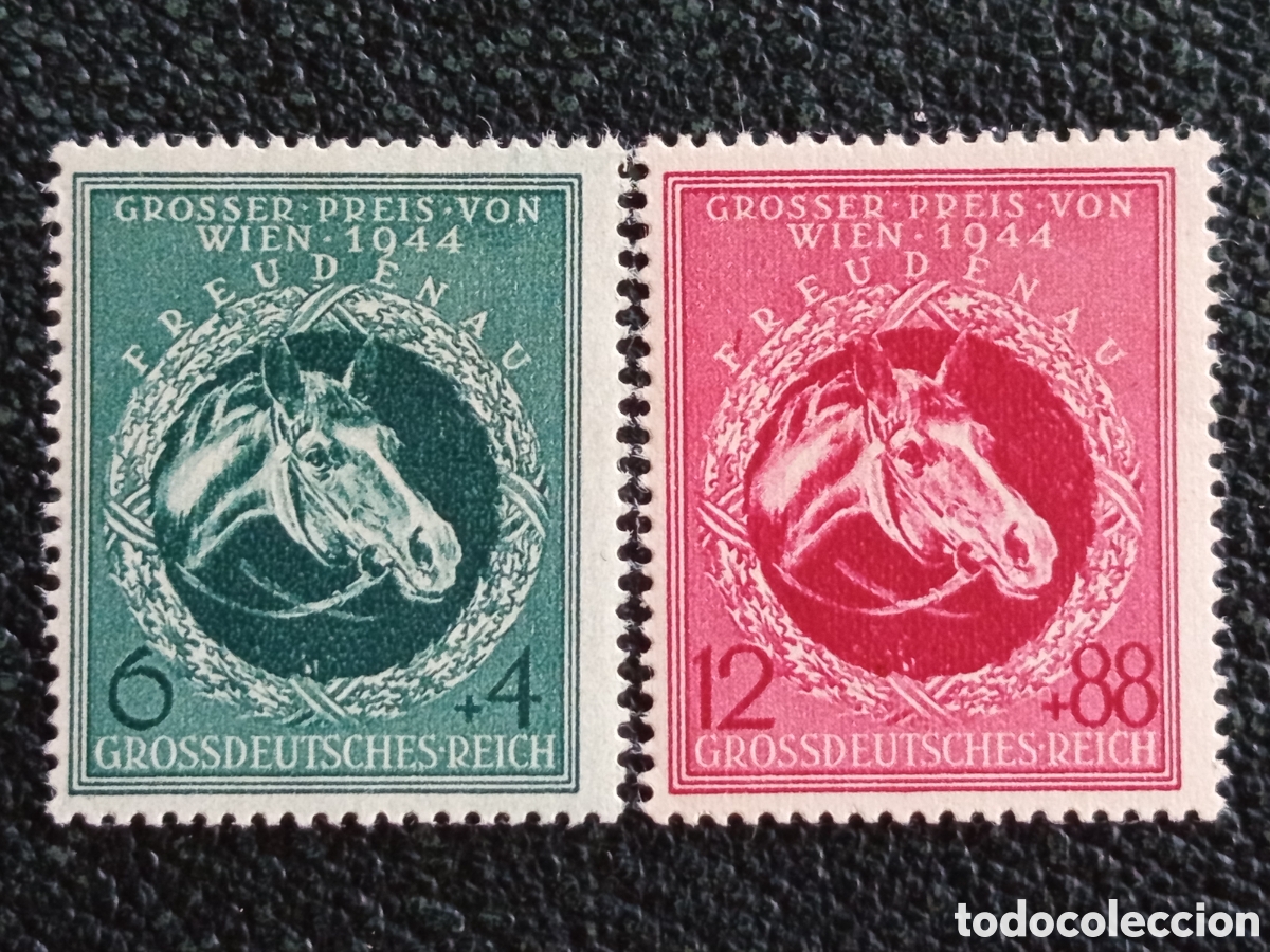 Sellos: Pareja Alemania Gran Premio Viena Freudenau 6+4 y 12+88 Pf 1944