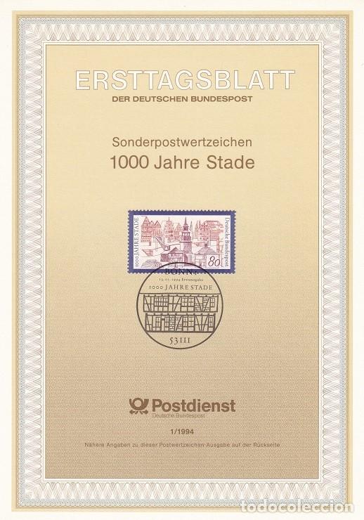 Sellos: Ersttagsblatt 1/1994 Bon / 1000 Jahre Stade - Milenario de la ciudad de Stade