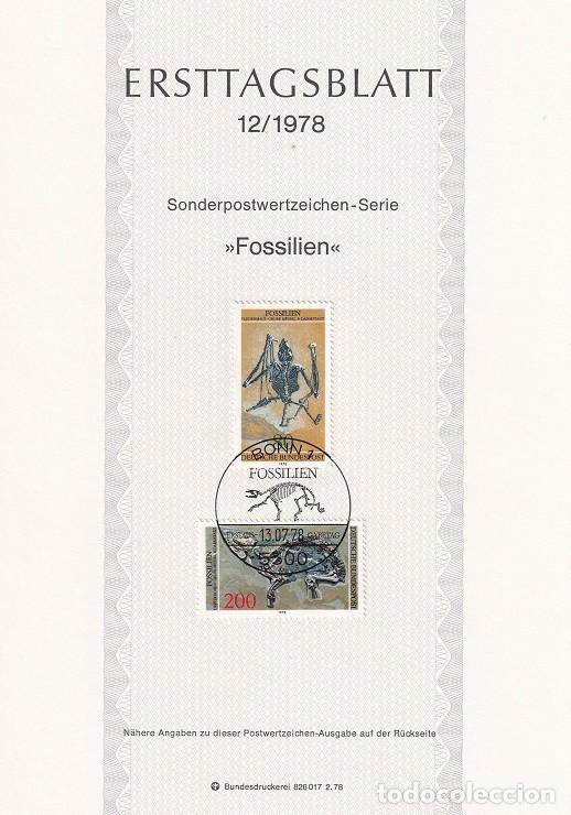 Sellos: Ersttagsblatt 12/1978 Bon / Fossilien - Descubrimientos F&oacute;siles de la fosa de Messel &middot; Murci&eacute;lago ..