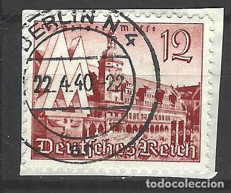 Sellos: ALEMANIA - DEUTSCHES REICH - 12 PFENNIG CON RESTO DE PAPEL - USADO PERO BUEN ESTADO