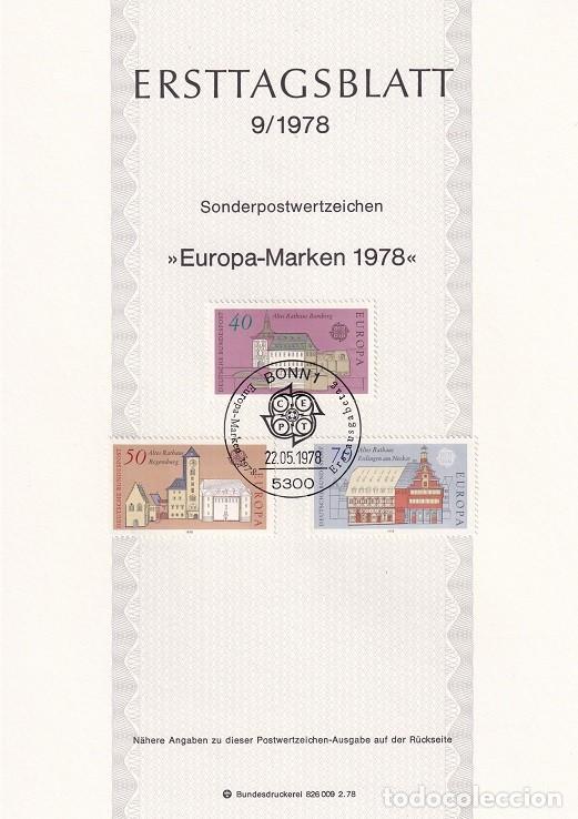 Sellos: Ersttagsblatt 9/1978 Bon / Europa-Marken 1978 - Emisi&oacute;n Europa Monumentos, ayuntamientos antiguos ..