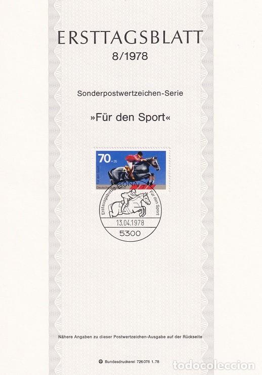 Sellos: Ersttagsblatt 8/1978 Bon / F&uuml;r den Sport - Pro deporte &middot; H&iacute;pica