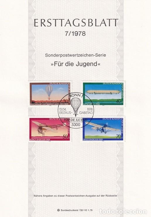 Sellos: Ersttagsblatt 7/1978 Bon / F&uuml;r die Jugend - Pro Juventud &middot; Zeppelin LZ 1 1900 &middot; Vuelo en globo Mu...