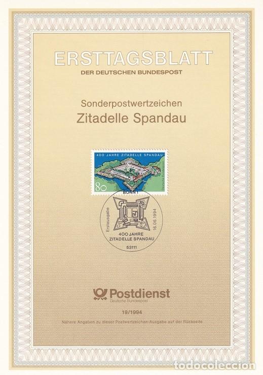 Sellos: Ersttagsblatt 19/1994 Bon / Zitadelle Spandau - 400 Aniversario de la ciudadela Spandau