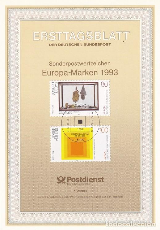 Sellos: Ersttagsblatt 16/1993 Bon / Europa-Marken 1993 - Emisi&oacute;n Europa Arte contempor&aacute;neo &middot; Lugar de acam..
