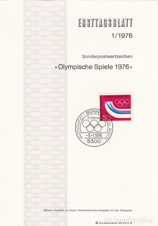 Sellos: Ersttagsblatt 1/1976 Bon / Olympische Spiele 1976 - Juegos Ol&iacute;mpicos de Invierno &middot; Innsbruck Austria