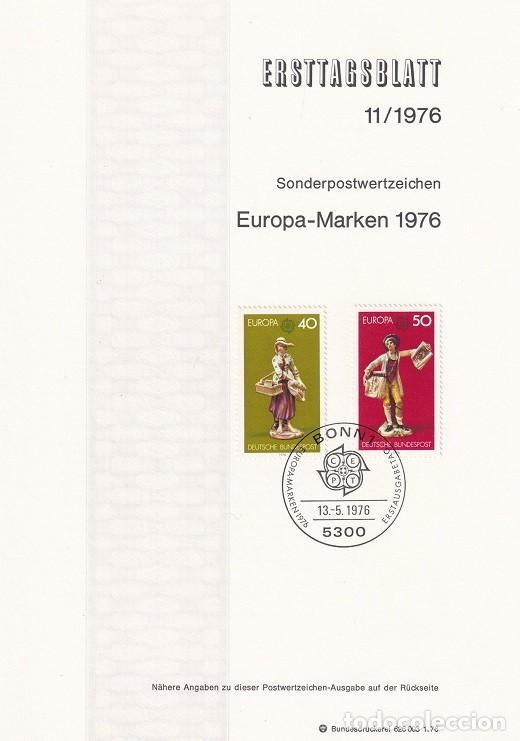 Sellos: Ersttagsblatt 11/1976 Bon / Europa-Marken 1976 - Emisi&oacute;n Europa &middot; Artesan&iacute;a (Museo de Ludwigsburg)..
