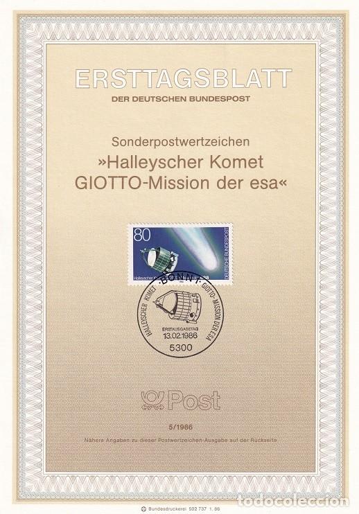 Sellos: Ersttagsblatt 5/1986 Bon - Cometa Halley - Halleyscher Komet Giotto-Mission der esa