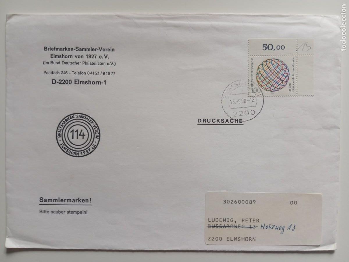 Sellos: ALEMANIA, 1990, IMPRESO POSTAL