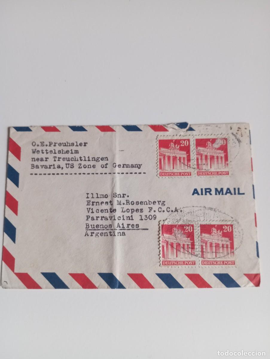 Sellos: ALEMANIA, SOBRE DE CORREO A&Eacute;REO DESTINADO A ARGENTINA