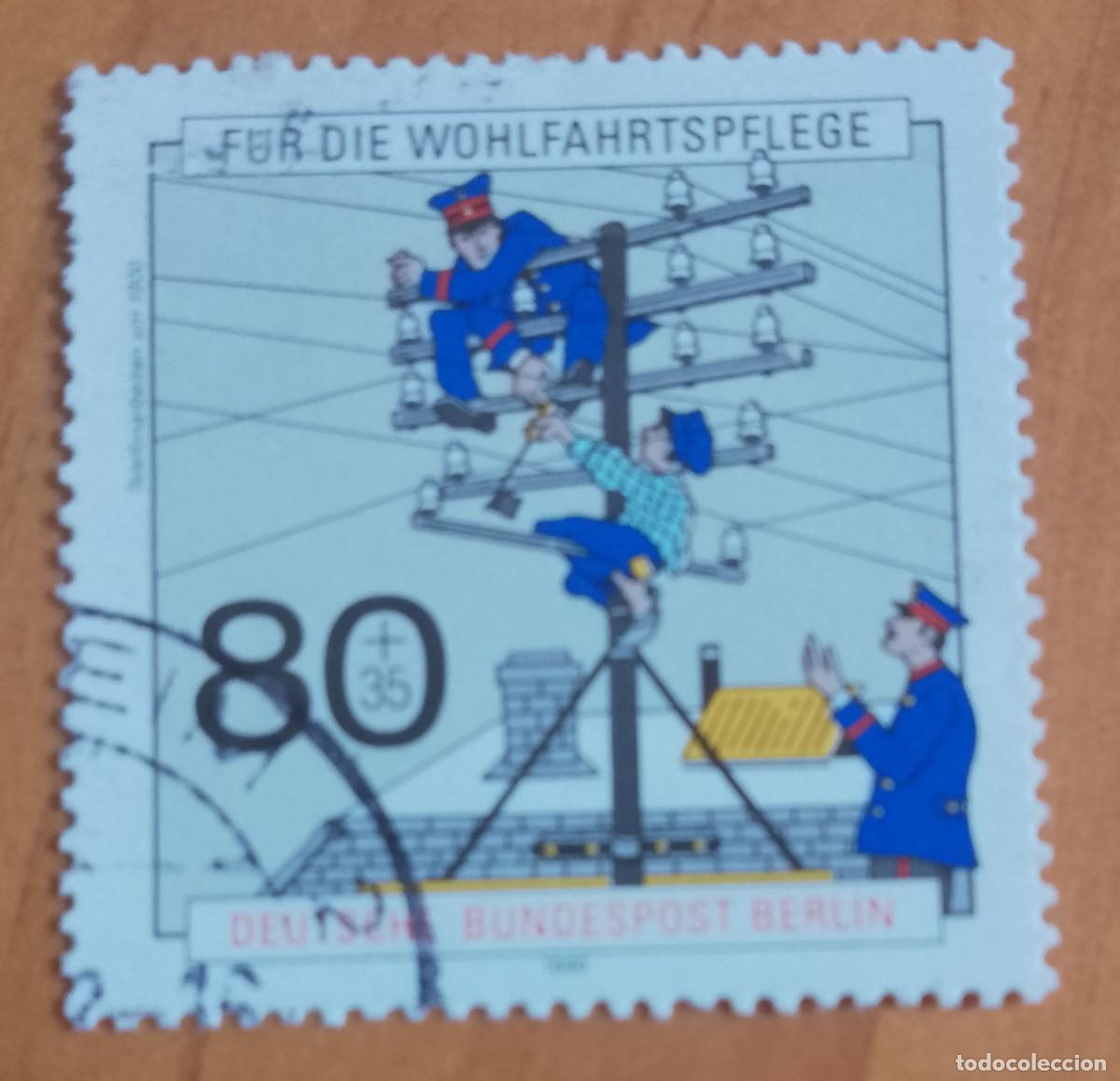 Sellos: ALEMANIA - V/F 80 + 35 - A&Ntilde;O 1990 - TENDIDO EL&Eacute;CTRICO