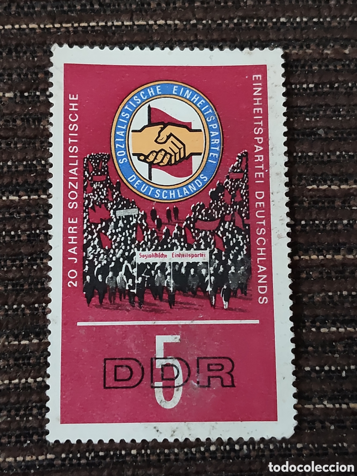 Sellos: Sello de la DDR 20 aniversario del partido socialista unificado de Alemania 1966