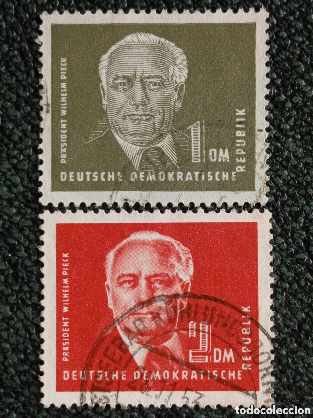 Sellos: Alemania Oriental DDR 1950 Presidente Wilhelm Pieck Pareja 1DM y 2DM - Michel #254-255