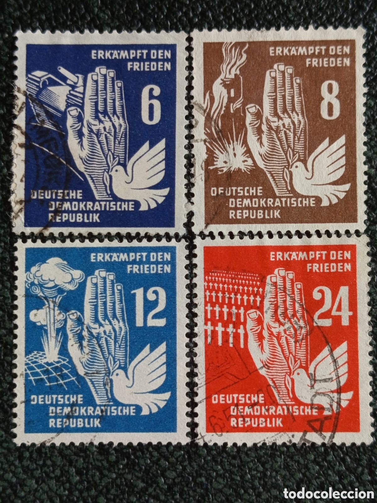Sellos: Alemania Oriental DDR 1950 Lucha por Paz Serie Completa 4 Valores - Mi #276-279
