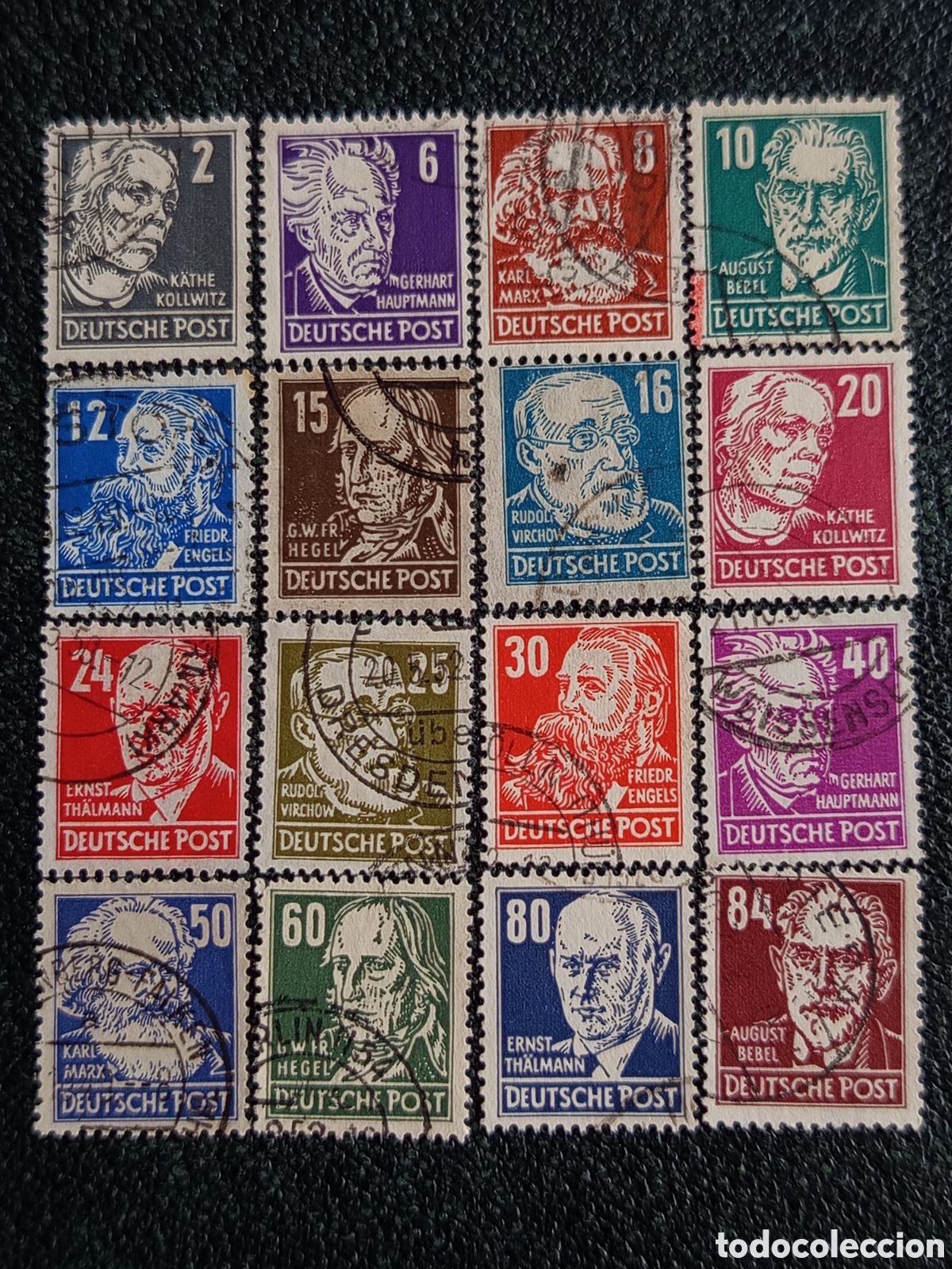 Sellos: SBZ DDR 1948 Serie Personalidades 16 Valores Completa Matasellada - Mi #212-227