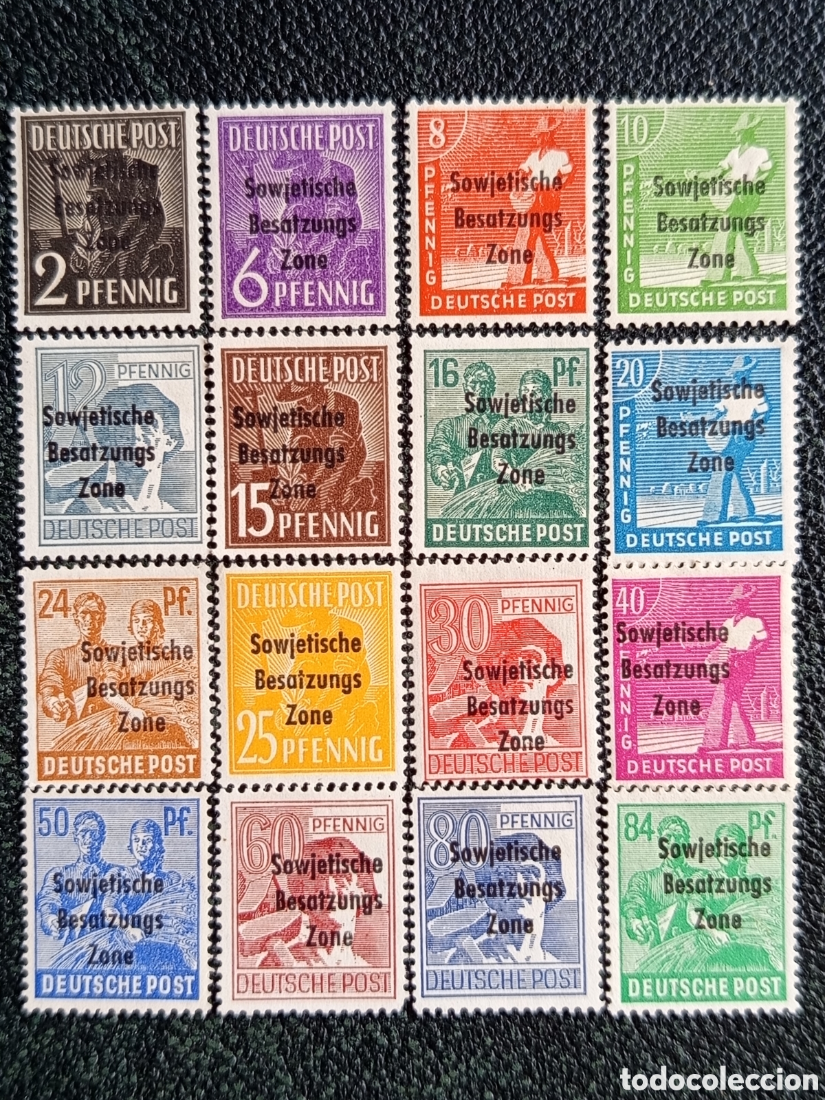 Sellos: SBZ 1948 Serie Trabajos Sobrecargada 16 V. Completa MNH Sin Fijaseellos - Mi #182-197