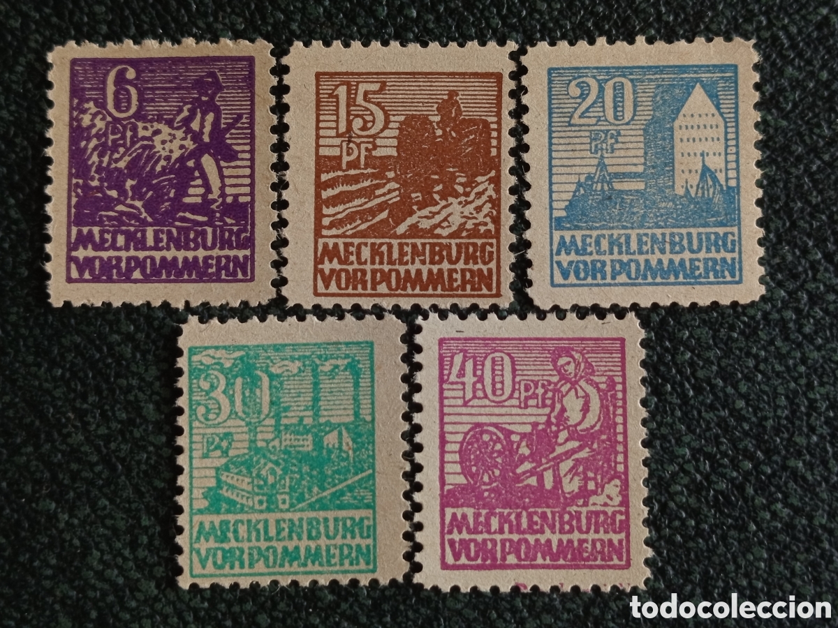 Sellos: SBZ Mecklenburg-Vorpommern 1945/46 Serie 5 Valores - Michel #20-24 Nuevo MH