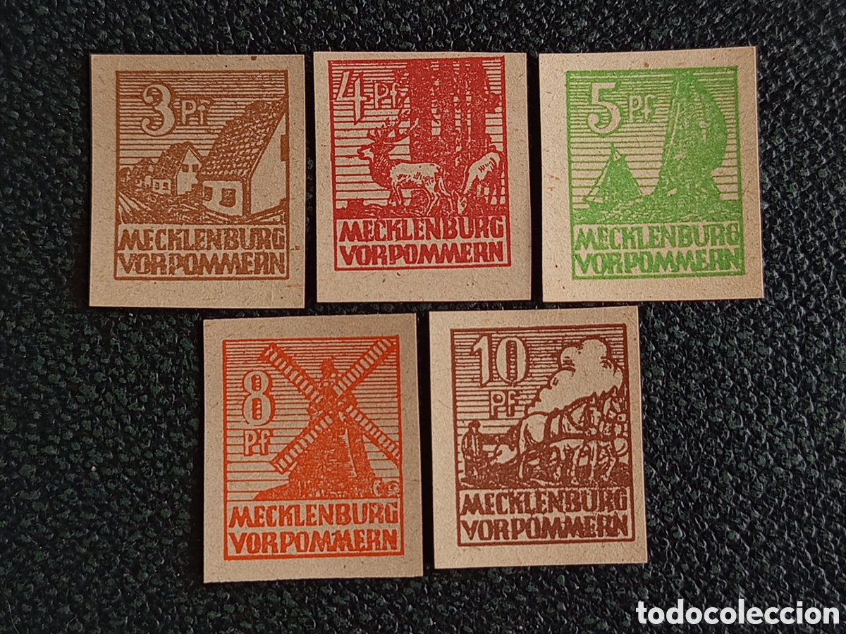 Sellos: SBZ Mecklenburg-Vorpommern 1945 Victimas Fascismo 5 V. MNH Sin Dentar - Mi #8-12