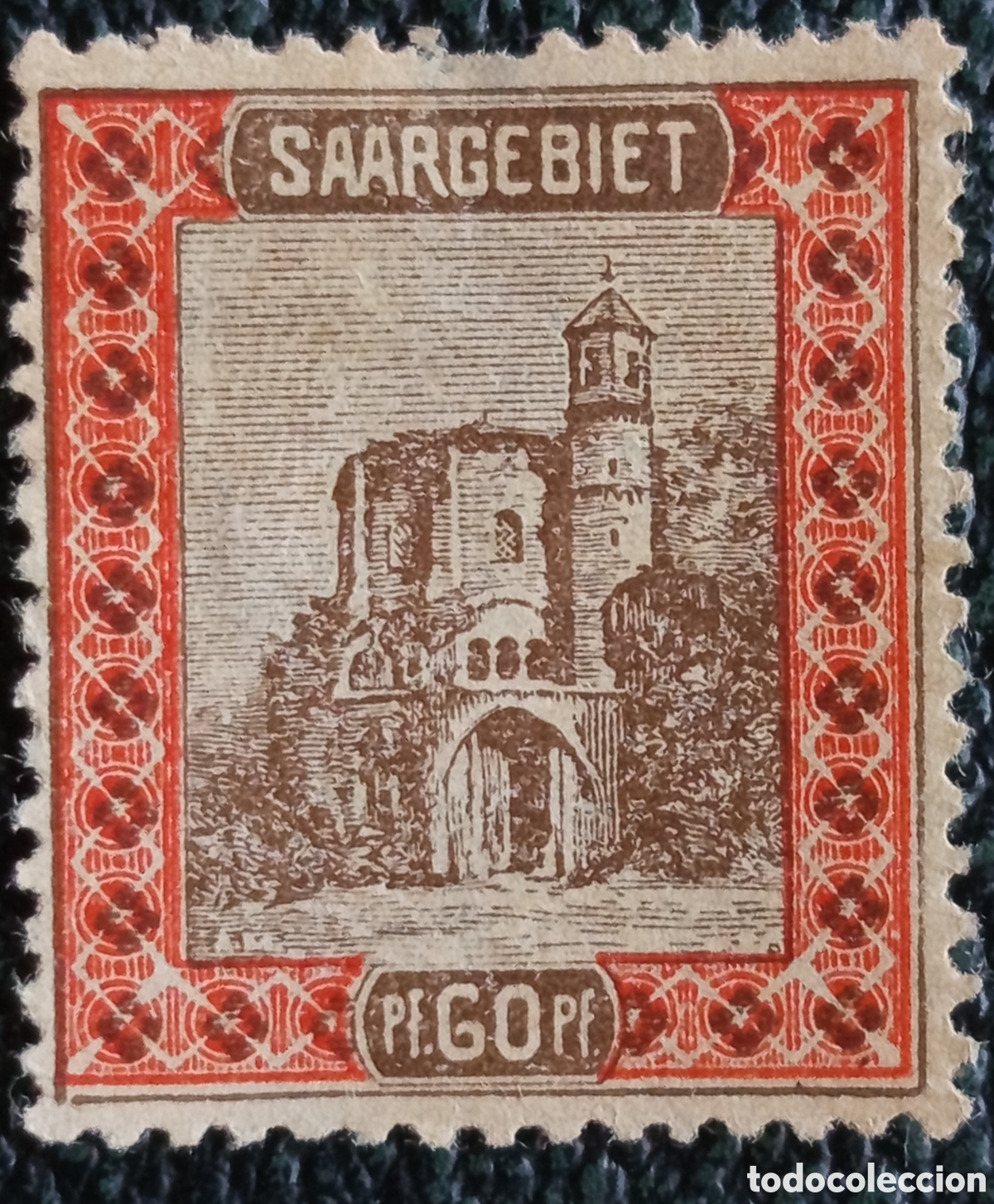 Sellos: Territorio del Sarre 1921 Torre Antigua de Mettlach 60 Pfennig - Michel #61 MH