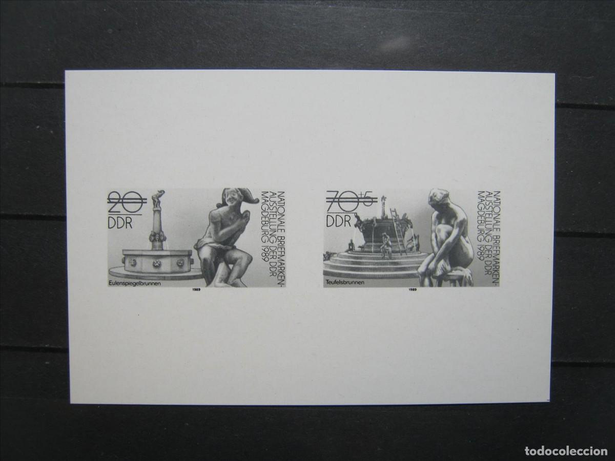 Briefmarken: DDR ALEMANIA ORIENTAL 1989 PRUEBA EN NEGRO YVERT 2872/2873 MNH** LUJO.