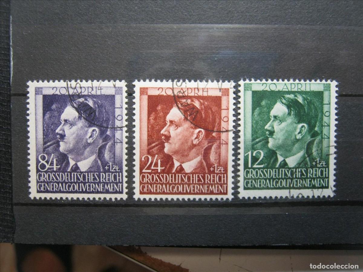 Briefmarken: ALEMANIA OCUPACI&Oacute;N POLONIA 1944 SERIE YVERT 128/130 USADOS LUJO GOMA ORIGINAL.