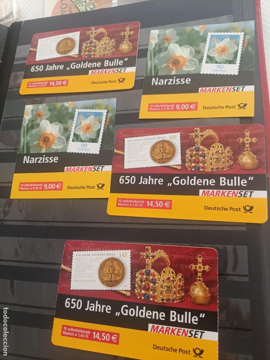 Sellos: Alemania. Lote de sellos nuevos perfectos en carnet. M&aacute;s de 60 E de facial
