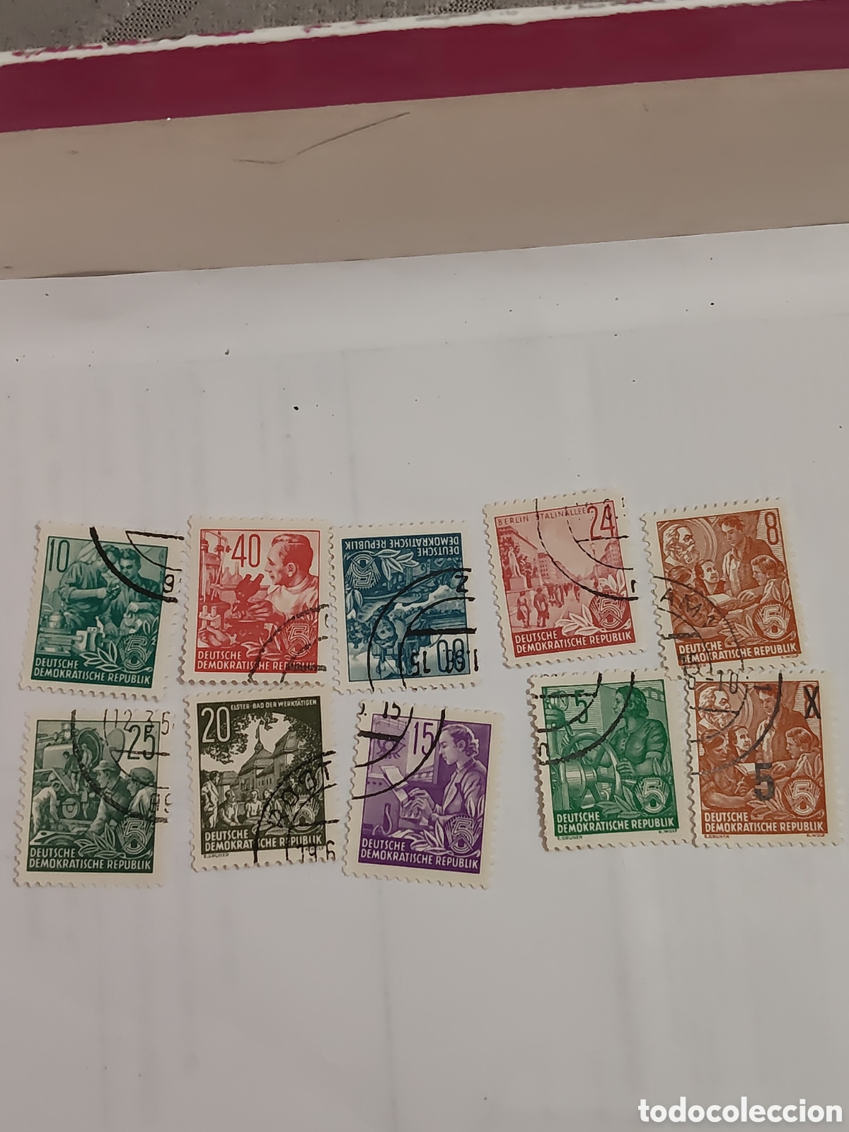 Sellos: 10 sellos de la DDR Plan Quinquenal a&ntilde;o 1953