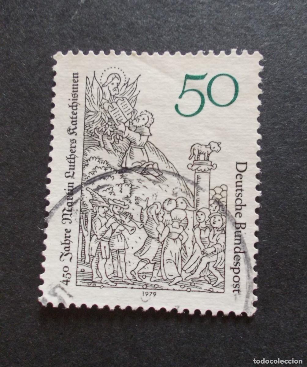Stamps: Sello Martin Luther 1979 450 a&ntilde;os catecismos Deutsche Bundespost 50 pfennig Alemania Conmemorativo