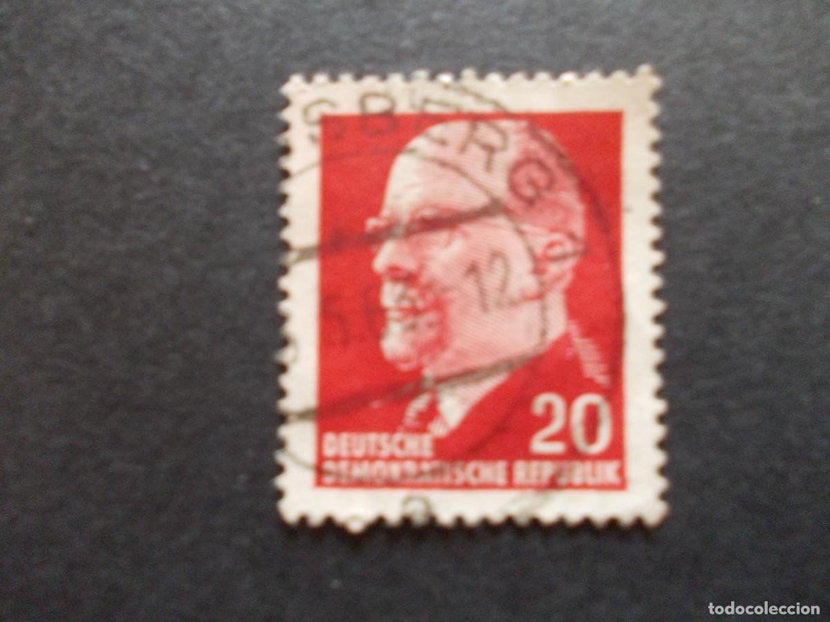 Timbres: Sello Walter Ulbricht DDR 20 pfennig Alemania Oriental hist&oacute;rica l&iacute;der RDA