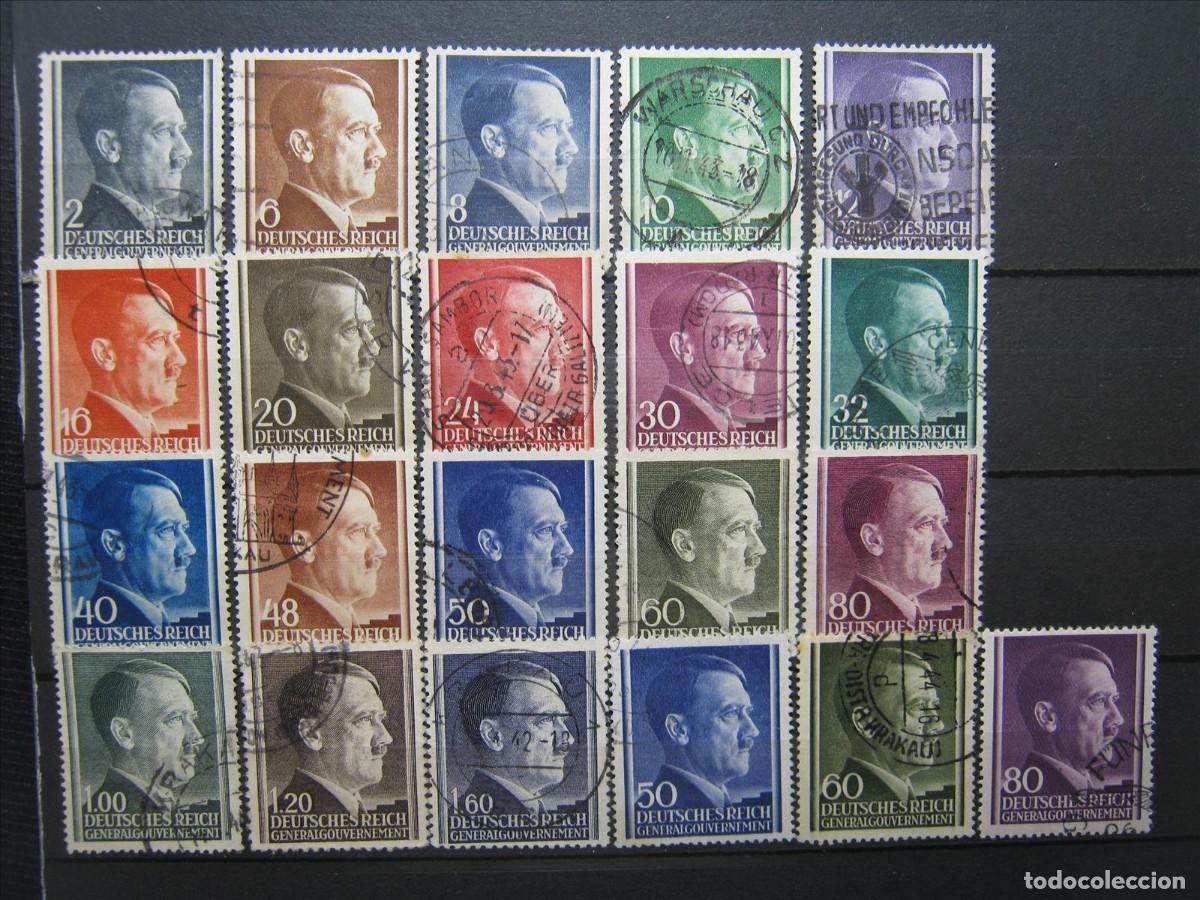 Timbres: ALEMANIA OCUPACI&Oacute;N POLONIA 1941 SERIE YVERT 82/99 + 1943 YVERT 120/122 USADOS PERFECTOS.