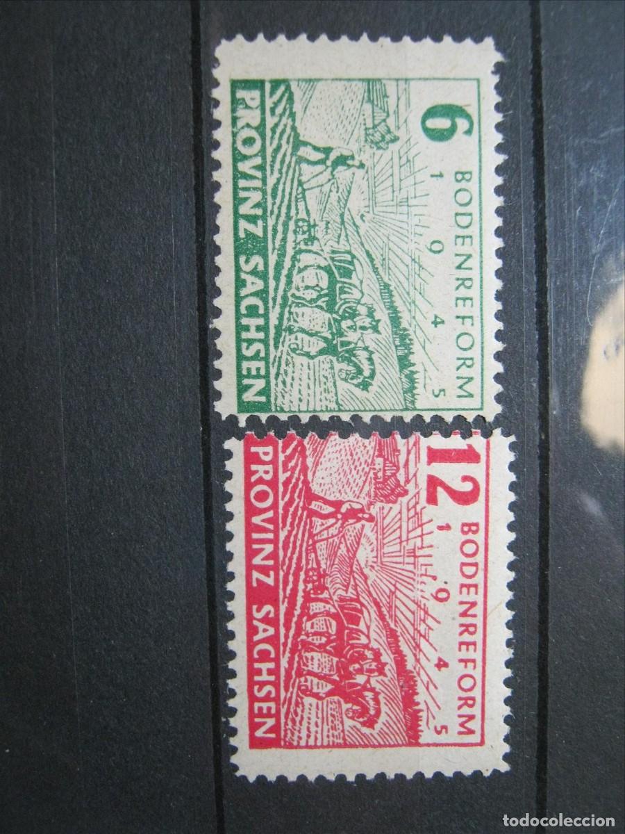 Timbres: ALEMANIA ZONA SOVI&Eacute;TICA SAJONIA 1946 SERIE MICHEL 85 A/86 A MH* LUJO.