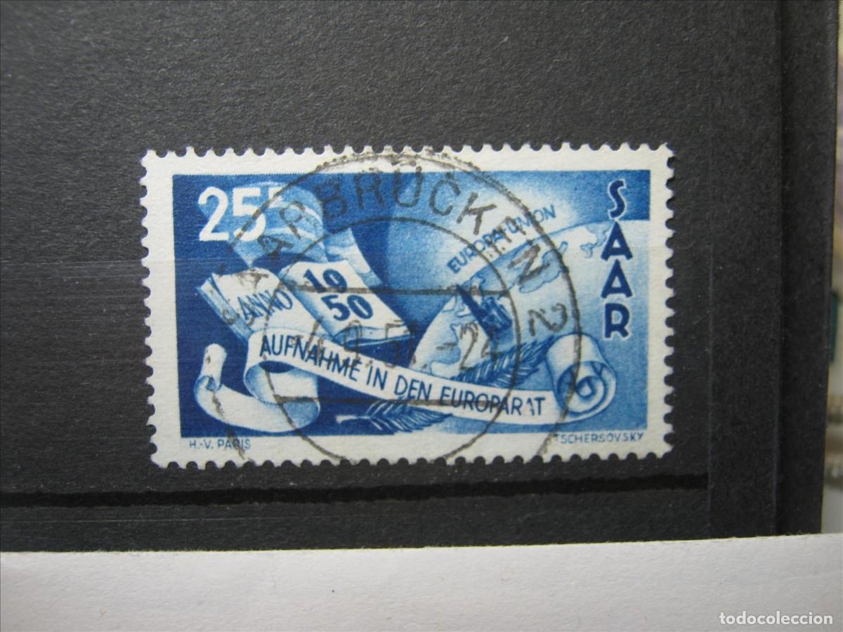 Sellos: ALEMANIA SARRE SAAR A&Eacute;REO 1950 YVERT 12 USADO PERFECTO.