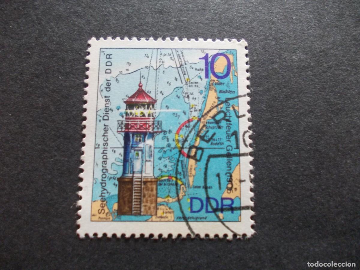 Sellos: Sello Leuchtfeuer Gellen 10 DDR Alemania Oriental faro navegaci&oacute;n filatelia
