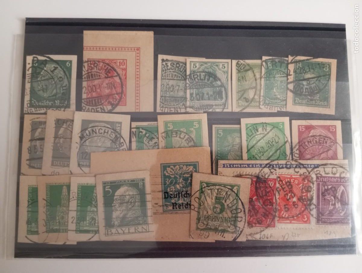 Sellos: ALEMANIA, FICHA CON DIFERENTES ENTERO POSTALES RECORTADOS