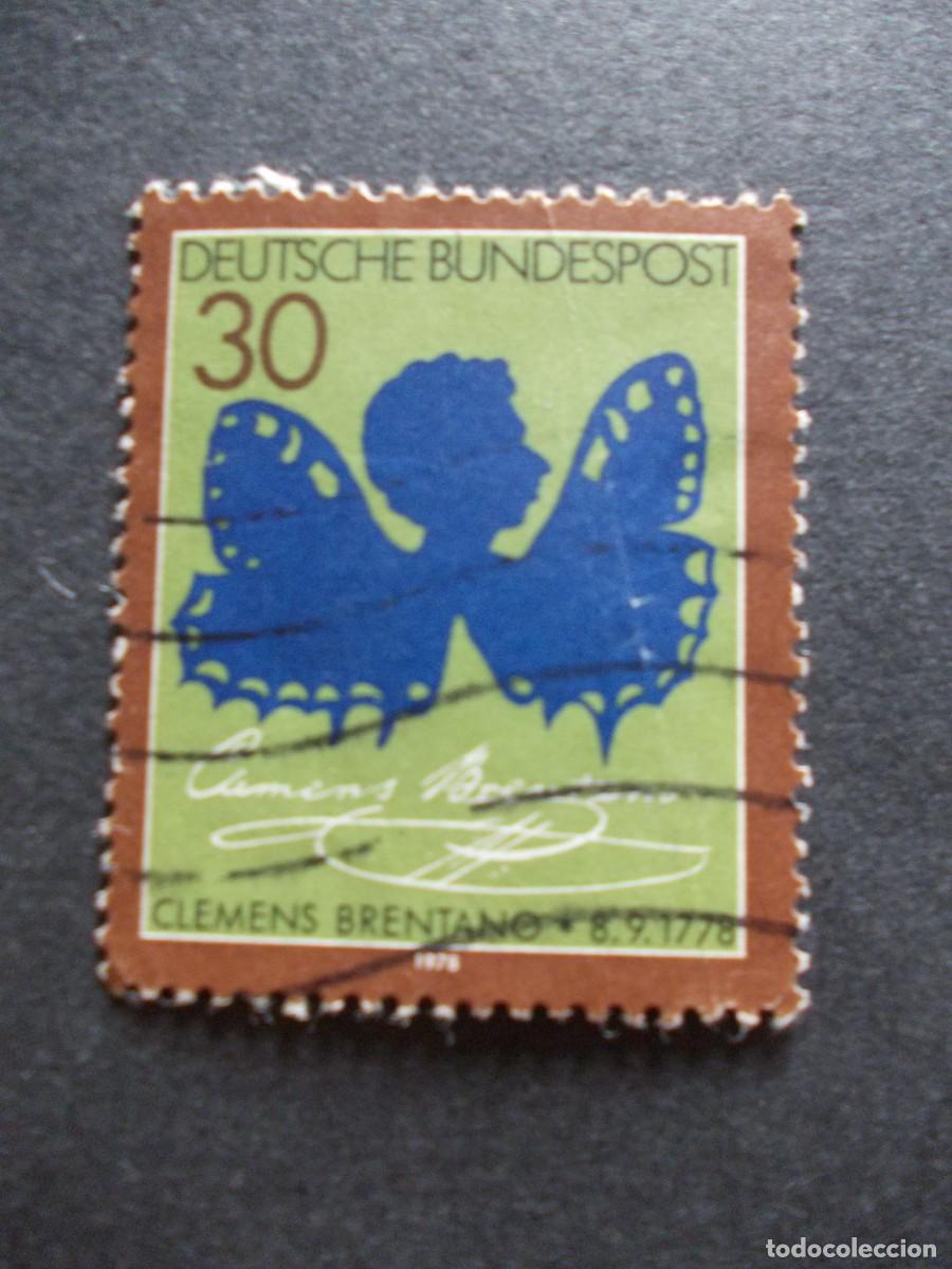 Stamps: Sello Clemens Brentano 30 Alemania literatura rom&aacute;ntica filatelia 1978