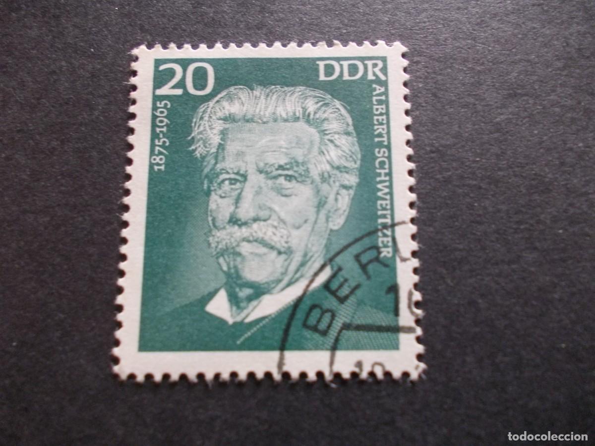 Briefmarken: Sello Albert Schweitzer 20 DDR Alemania oriental humanitario filatelia rep&uacute;blica democr&aacute;tica alemana