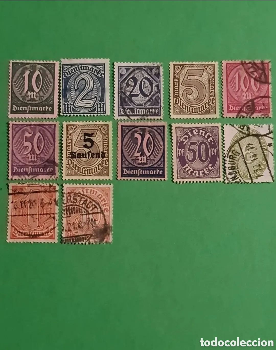 Briefmarken: Lote 12 sellos postales Alemania
