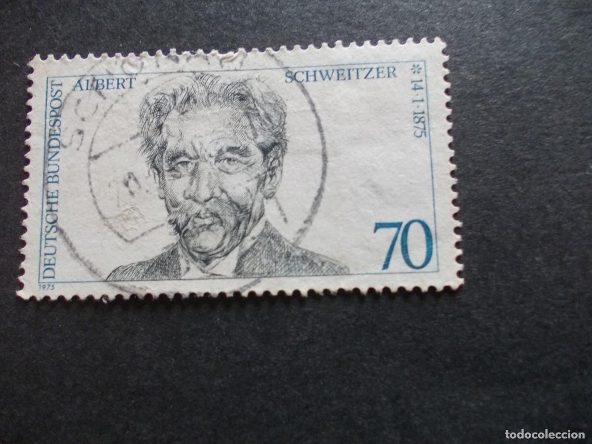 Timbres: Sello Albert Schweitzer 70 Alemania humanitario filatelia 1975